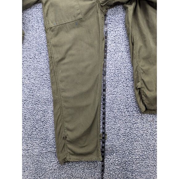 VTG US Military Cotton Sateen Coveralls Mens S Distressed Paint Splatter Green - Picture 13 of 14